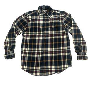 Carhartt Shirt Mens Medium Blue Plaid Heavyweight Thick Flannel Button